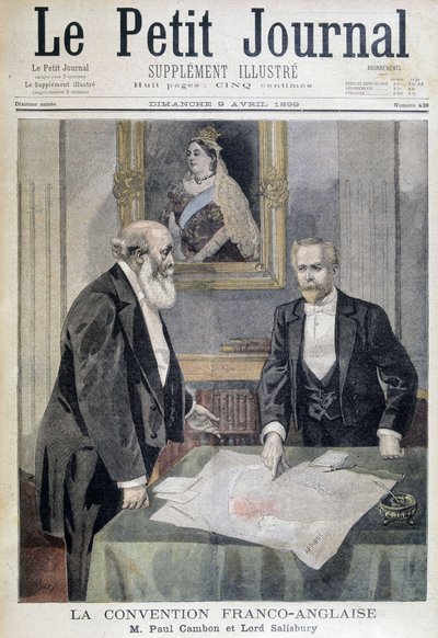 La convención franco-inglesa: M. Paul Cambon y Lord Salisbury - en "Le Petit Journal" del 09/04/1899 de Unknown artist