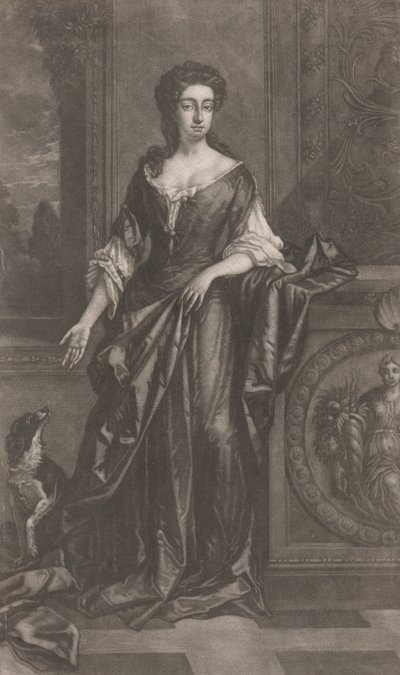 Dama (con perro, apoyada en pedestal con bajorrelieve de cornucopia) de Unknown artist