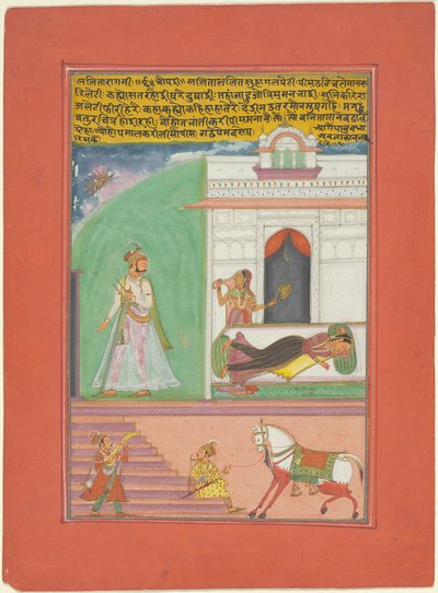 Lalita Ragini, página de un conjunto de ragamala de Jaipur de Unknown artist