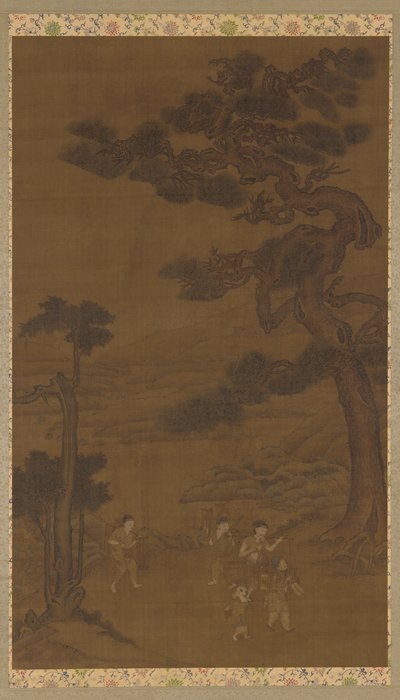 Paisaje: artesanos bajo un gran pino de Unknown artist
