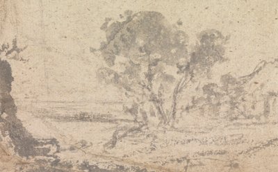 Bosquejo de paisaje con un árbol de Unknown artist