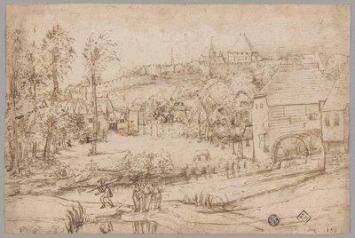 Paisaje con Río y Molino de Unknown artist
