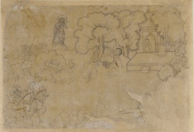 Paisaje con una figura de la Virgen María de Unknown artist