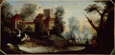 Paisaje con castillo fortificado. Entre 1701 y 1800 (óleo) de Unknown artist