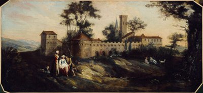 Paisaje con castillo fortificado. Entre 1701 y 1800 (óleo) de Unknown artist
