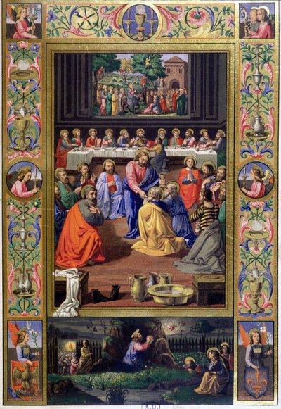 La Última Cena - repro. del siglo XIX de un documento italiano (c.1500) de Unknown artist