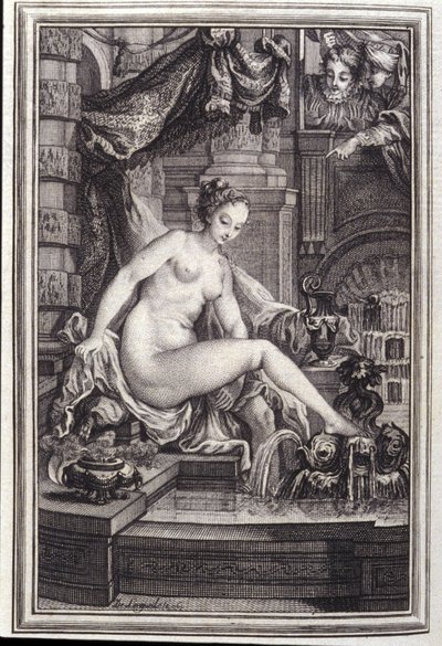 El Rey Candaules y el maestro en derecho- en “Cuentos y nuevas en verso” de Jean La Fontaine. 1762 de Unknown artist