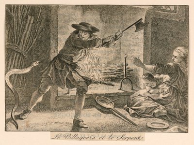"Le Villageois et le Serpente" de las Fábulas de La Fontaine de Unknown artist