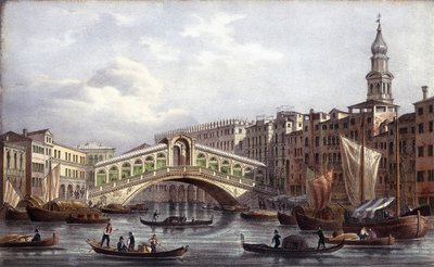 Le pont Rialto - en “Álbum de las principales vistas de Venecia”, ill. por Marco Moro, ed. Gio Brizeghel, c.1840 de Unknown artist