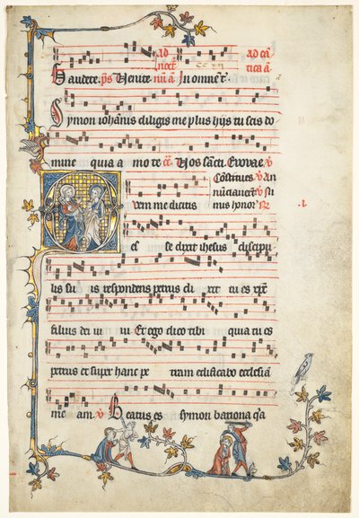 Hoja Extirpada de un Antifonario: Q Inicial con San Pedro y San Pablo de Unknown artist