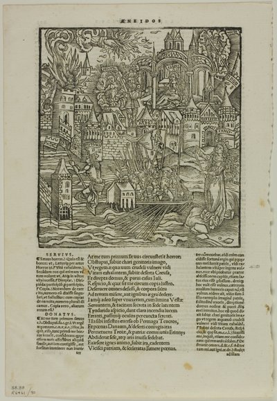 Hoja de la Ópera de Virgilio (después del Virgilio de Estrasburgo, 1502), lámina 90 de Xilografías de libros del siglo XVI de Unknown artist