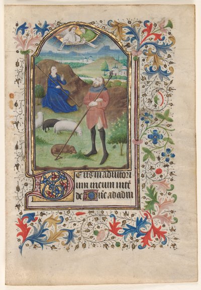 Hoja de un Libro de Horas: Anunciación a los Pastores de Unknown artist