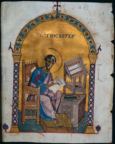 Hoja de un leccionario con San Lucas de Unknown artist