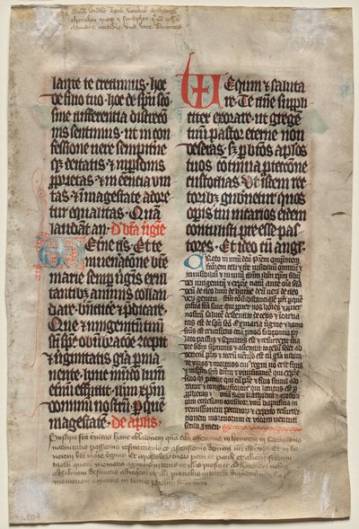 Hoja de un Misal: Texto (verso) de Unknown artist
