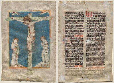 Hoja de un Misal: La Crucifixión (recto) y Texto (verso) de Unknown artist