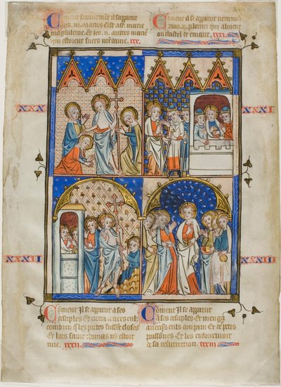 Hoja de un ciclo pictórico: Aparición de Cristo a las tres Marías, Cristo y los peregrinos de Emaús, Tomás el Dudoso y Aparición de Cristo a los Apóstoles de Unknown artist