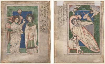 Hoja de un Salterio(?): Anunciación (recto); Natividad (verso) de Unknown artist