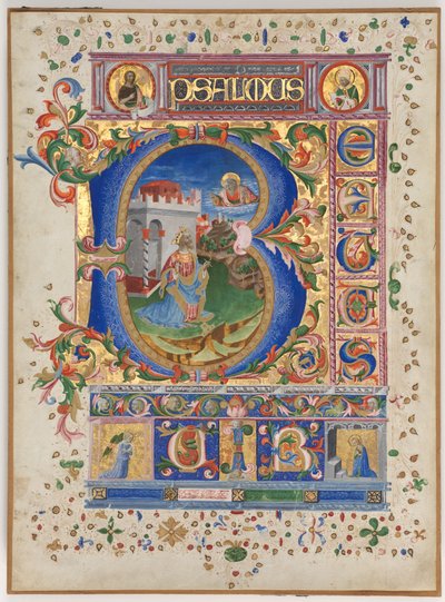 Hoja de un Salterio con Inicial Historiada (B): Rey David de Unknown artist