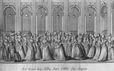 Las treinta y dos chicas en el callejón de los suspiros - en "Las chicas del Palacio Real", frontispicio, volumen I, ed. Londres de Unknown artist