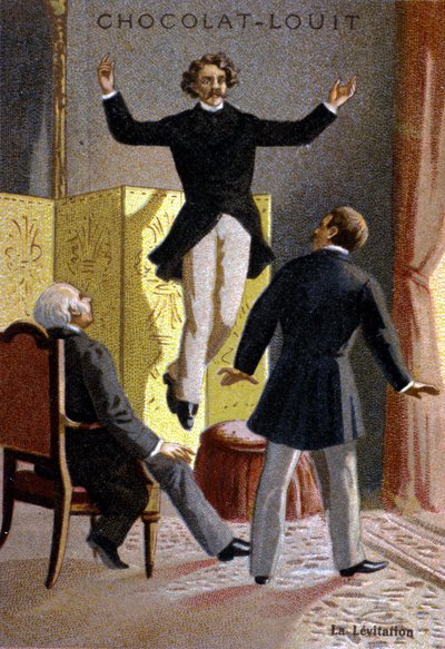 Experimento de levitación. Cromolitografía de finales del siglo XIX de Unknown artist