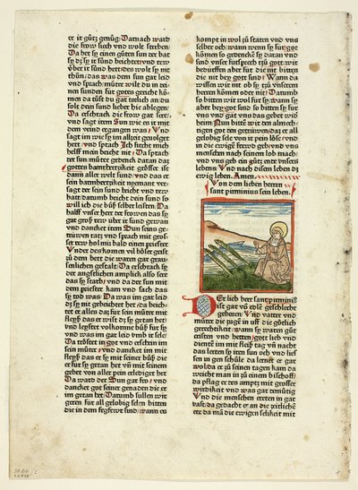 Vida de San Pirminio de Heiligenleben, Winterteil (Vidas de los santos, invierno), lámina 1 de xilografías de libros del siglo XV de Unknown artist