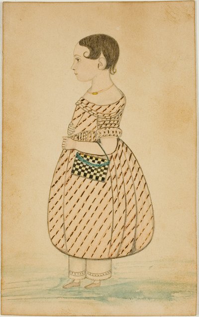 Niña con bolso a cuadros de perfil a la izquierda de Unknown artist