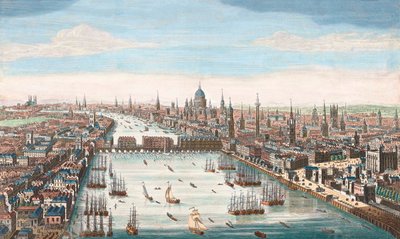 Londres en el siglo XVIII, Vista del río Támesis hacia el Puente de Londres y la Catedral de San Pablo de Unknown artist