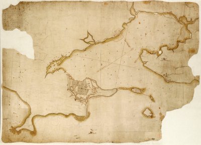Fortaleza y puerto de Louisburg, Cabo Bretón, c.1745 (manuscrito) de Unknown artist