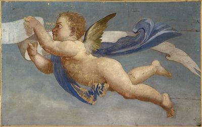 Amor sosteniendo una filacteria. Pintura decorativa, entre 1801 y 1900 (óleo sobre lienzo) de Unknown artist