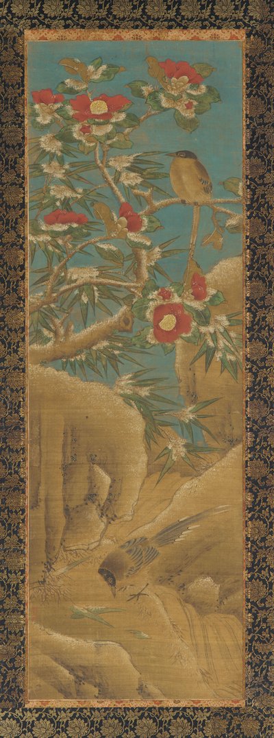 Urracas y camelias en la nieve de Unknown artist