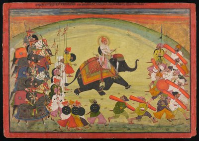 Maharao Guman Singh en procesión a lomos de un elefante de Unknown artist