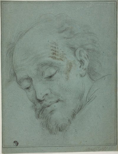 Cabeza masculina mirando hacia abajo de Unknown artist