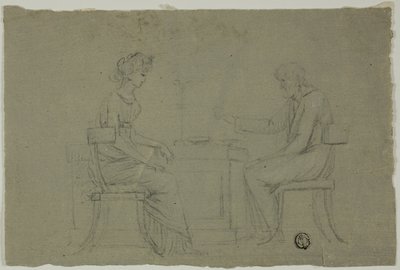 Hombre y mujer sentados a la mesa de Unknown artist