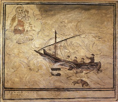 Hombre en el mar. Voto del siglo XVI de la Iglesia de la Madonna dell