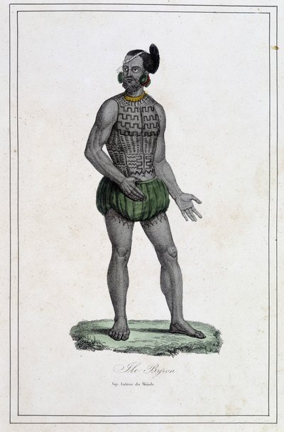 Hombre de las Islas Byron con tatuajes (Polinesia) - en 