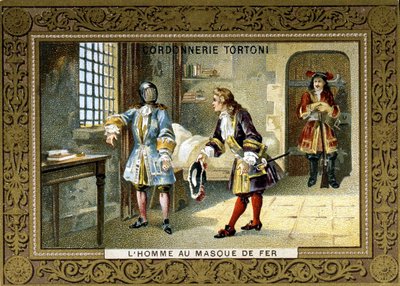 Hombre con máscara de hierro encerrado en la prisión de Santa Margarita - cromo del zapatero Tortoni de Unknown artist