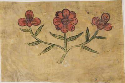 Manuscrito recortado con flores de Unknown artist