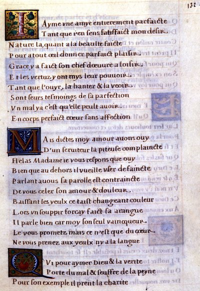 Página de manuscrito con letras ornamentadas - Margarita de Navarra de Unknown artist