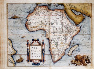 Mapa de África, placa tomada de "Theatrum Orbis Terrarum" de Abraham Ortelius (1527-1598) 1574 de Unknown artist
