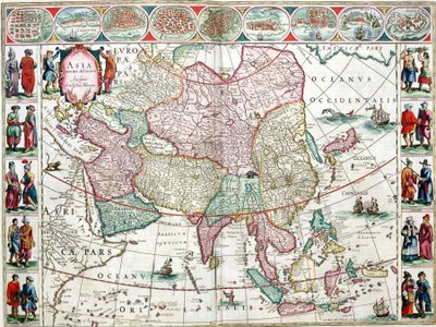 Mapa de Asia del Atlas Bleau de Unknown artist