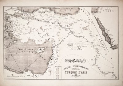 Mapa de Turquía con cables y estaciones telegráficas de Unknown artist