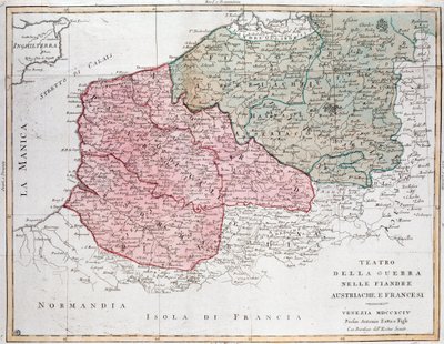 Mapa de la campaña de Flandes entre el ejército francés y el ejército austríaco de Unknown artist