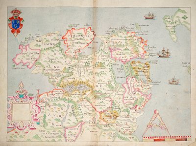 Mapa del norte de Irlanda, c.1600 (sobre lino) de Unknown artist