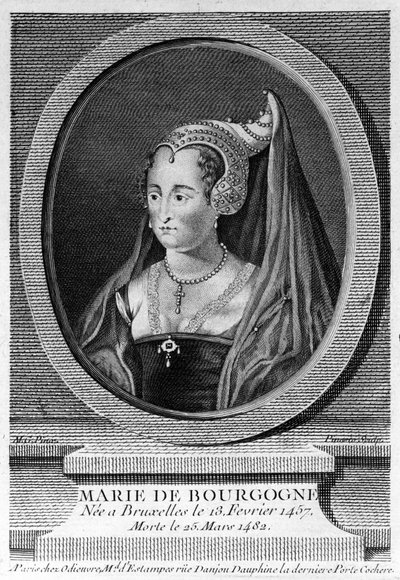 María de Borgoña (1457 - 1482), hija de Carlos el Temerario y esposa de Maximiliano de Austria. Grabado del siglo XIX. de Unknown artist
