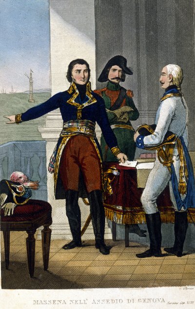 Mariscal André Masséna (1756-1817) en el sitio de Génova en abril de 1800 de Unknown artist