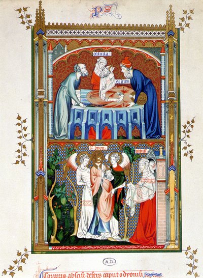 Martirio de San Denis, cromolitografía según documentos del siglo XV de Unknown artist