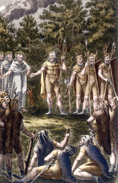 Reunión de celtas. Grabado del siglo XIX de Unknown artist