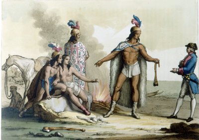 Encuentro de un occidental con los indígenas de la Patagonia de Unknown artist