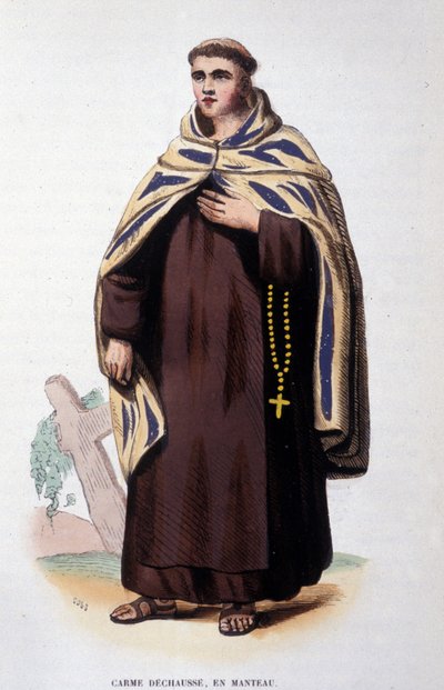 Miembro de la Orden del Carmen Descalzo (Orden de Nuestra Señora del Monte Carmelo). Grabado del siglo XIX de Unknown artist