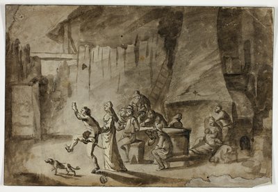 Hombres y mujeres en la taberna de Unknown artist